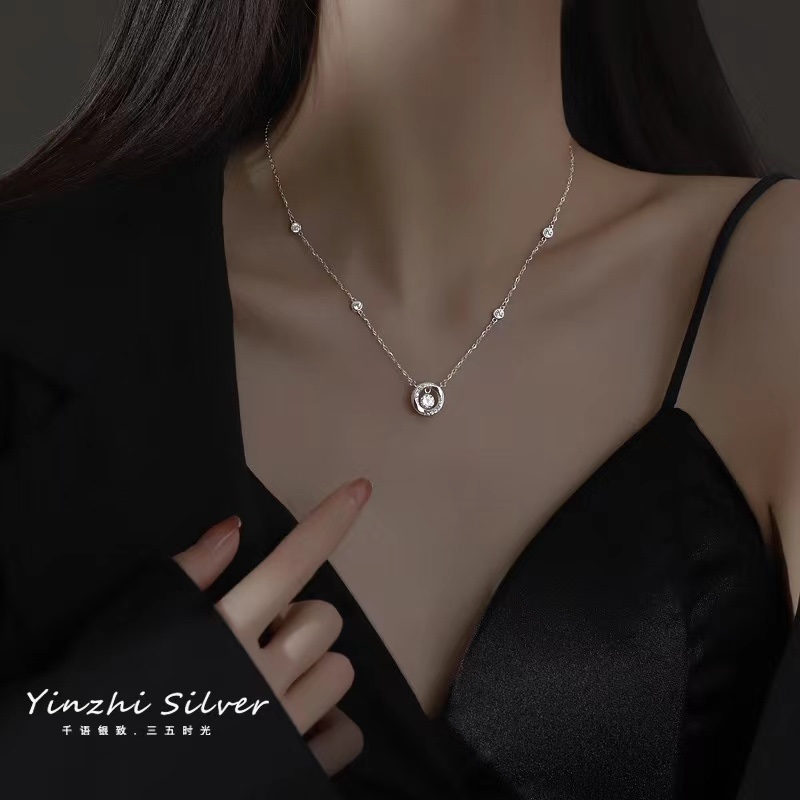 坠链均足银 足银套链莫比乌斯链锁骨链（40＋5厘米）高级时尚