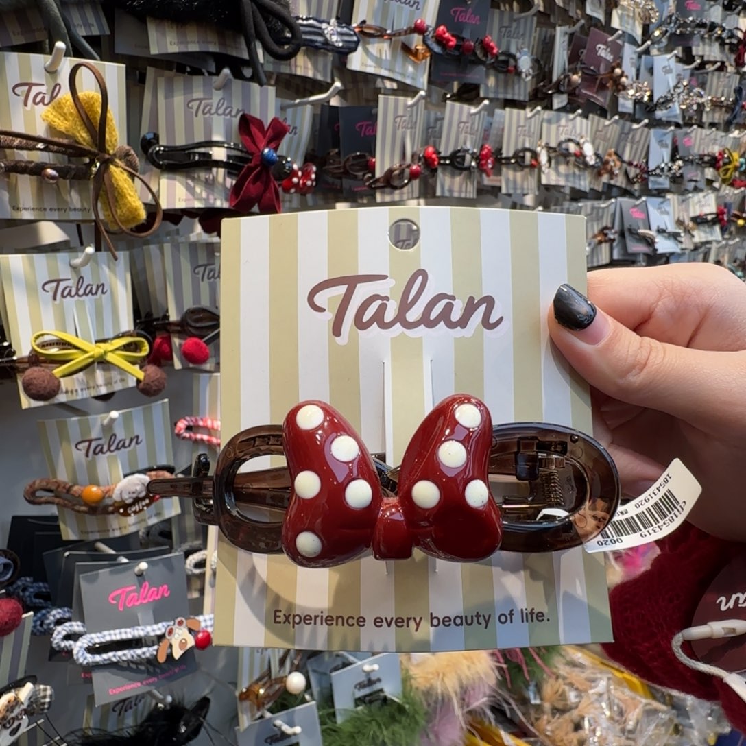 布艺铁合金红色波点蝴蝶结扭扭夹