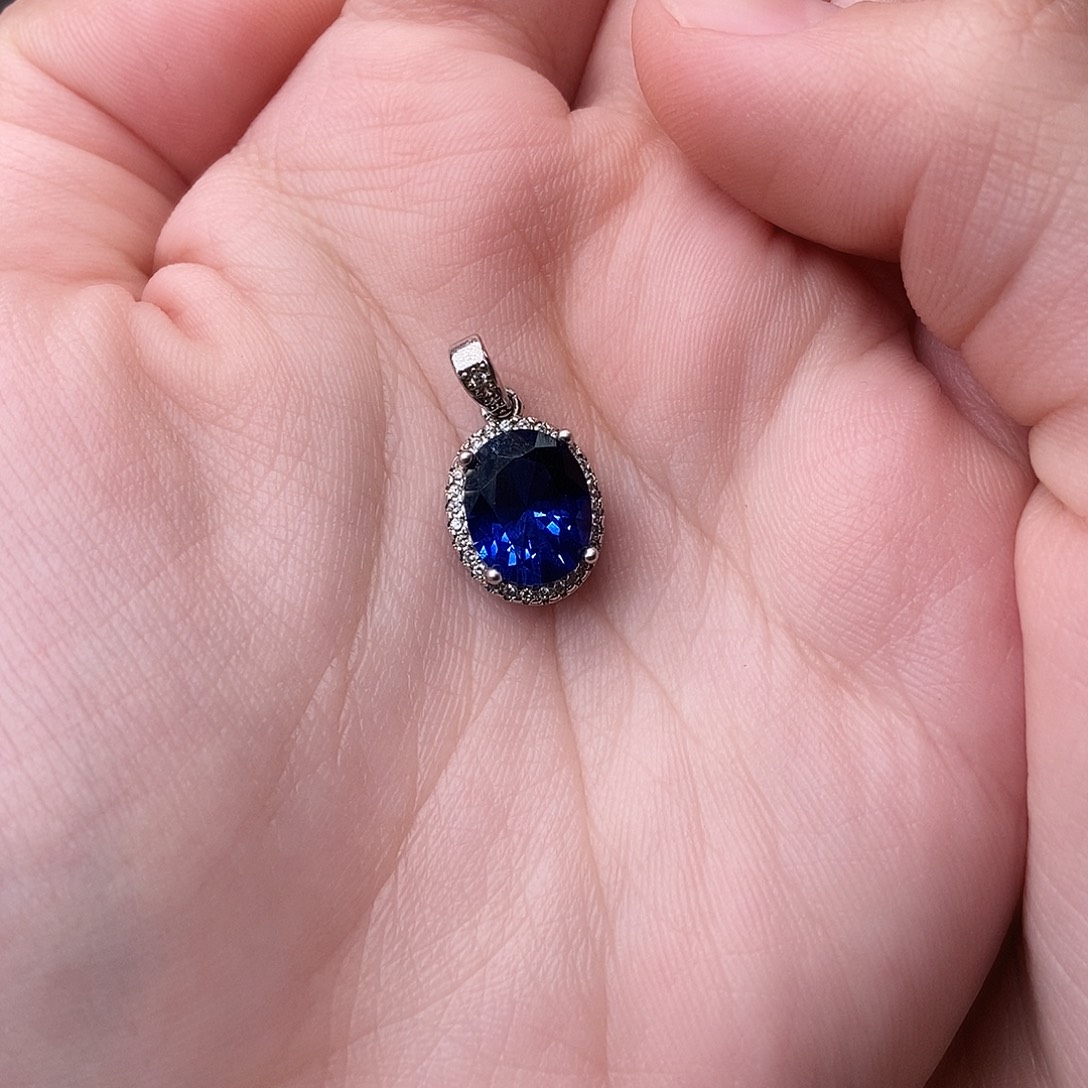 银S925镶嵌吊坠(赠链)蓝宝石