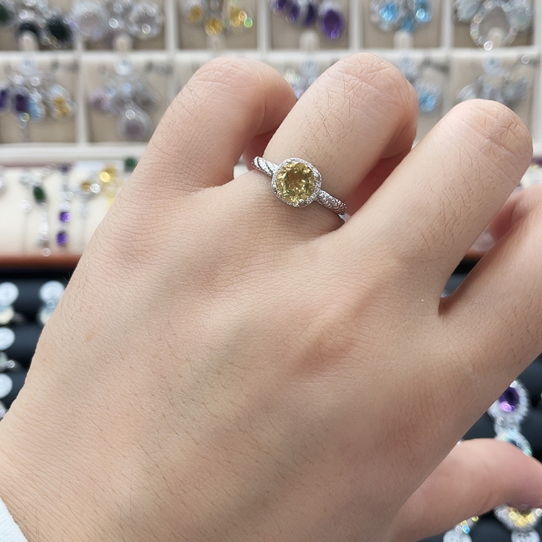 戒指银S925镶嵌水晶