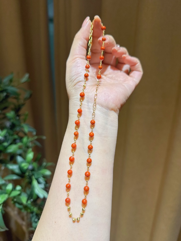 天然南红玛瑙锁骨链 18K金项链 新年必备