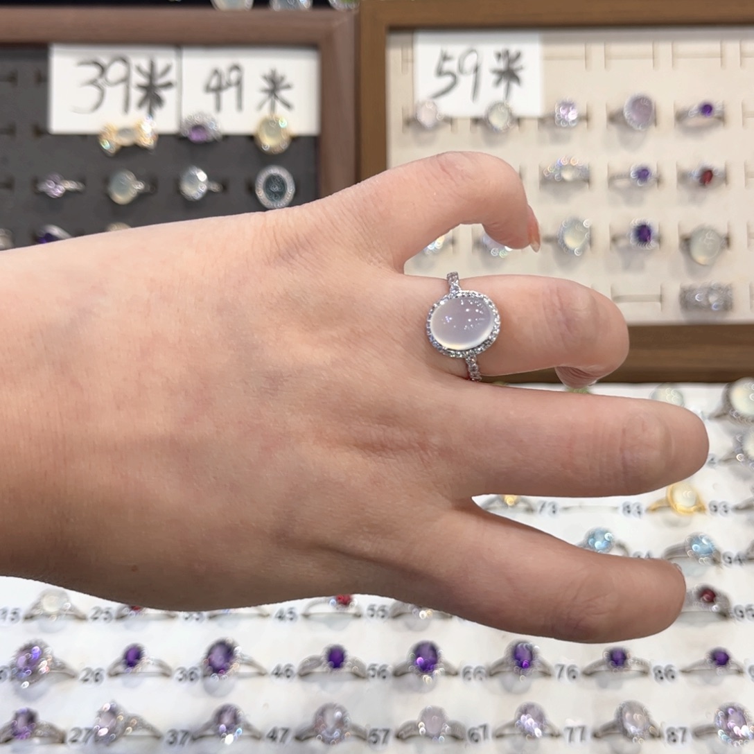 银S925镶嵌岫玉戒指小****h