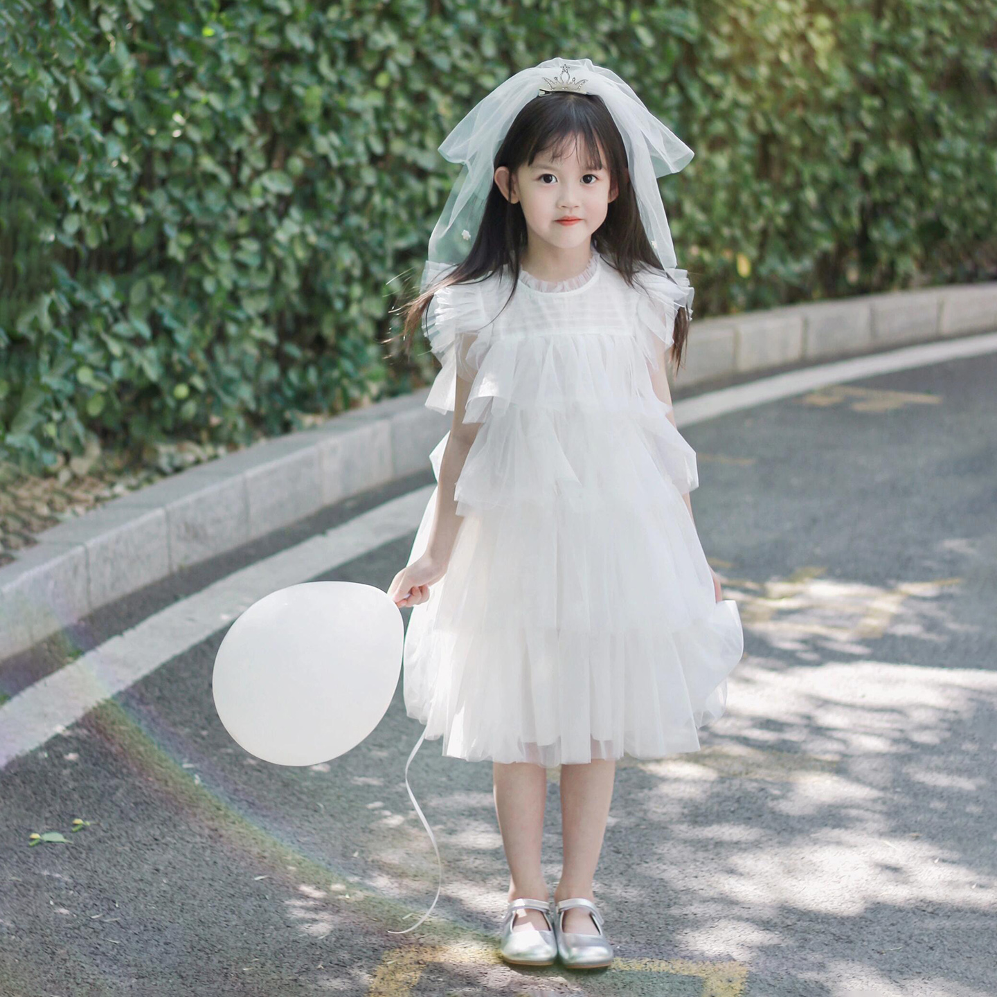 公主风头纱儿童白色小女孩发饰女童演出拍照发卡宝宝生日头饰超仙