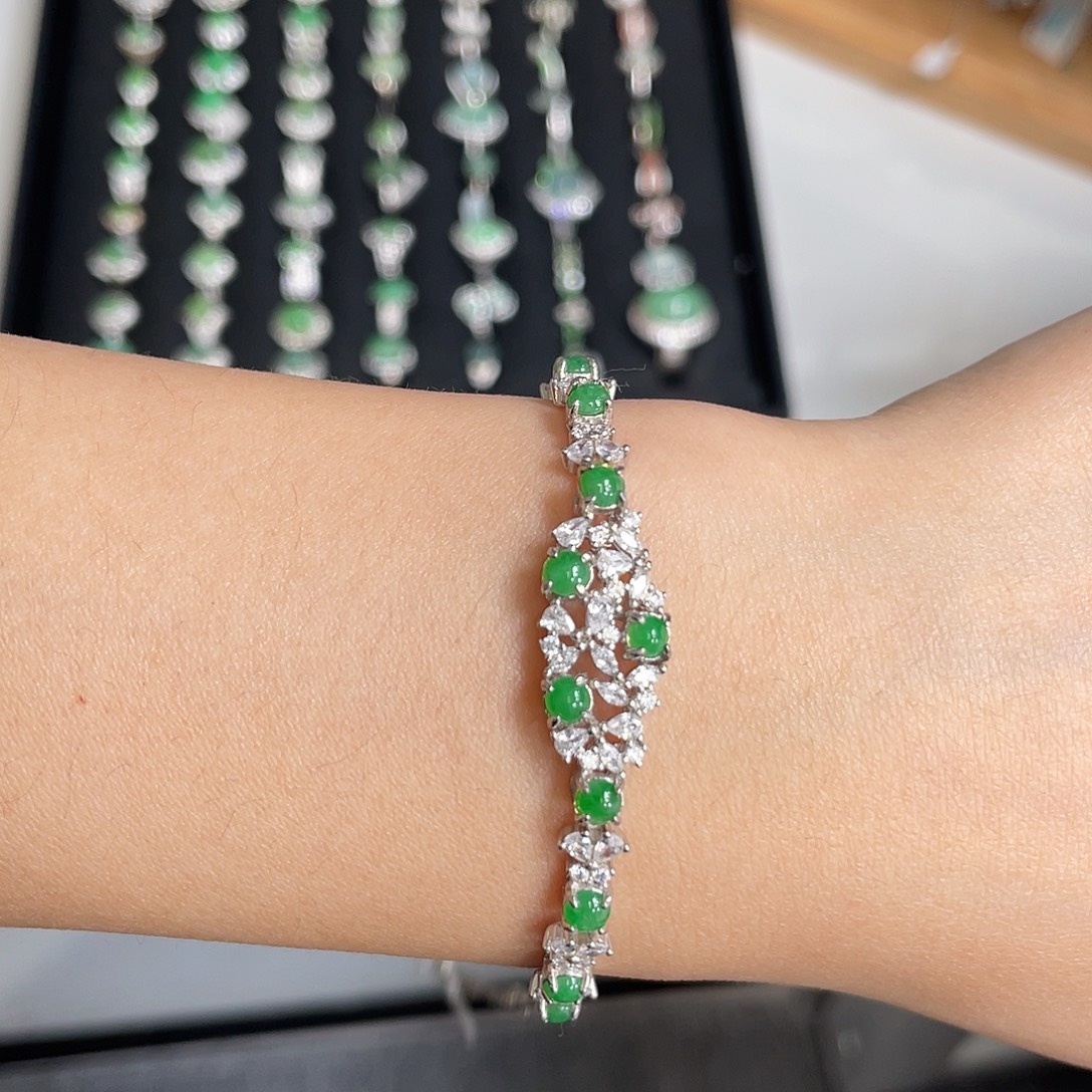 翡翠银S925镶嵌手链