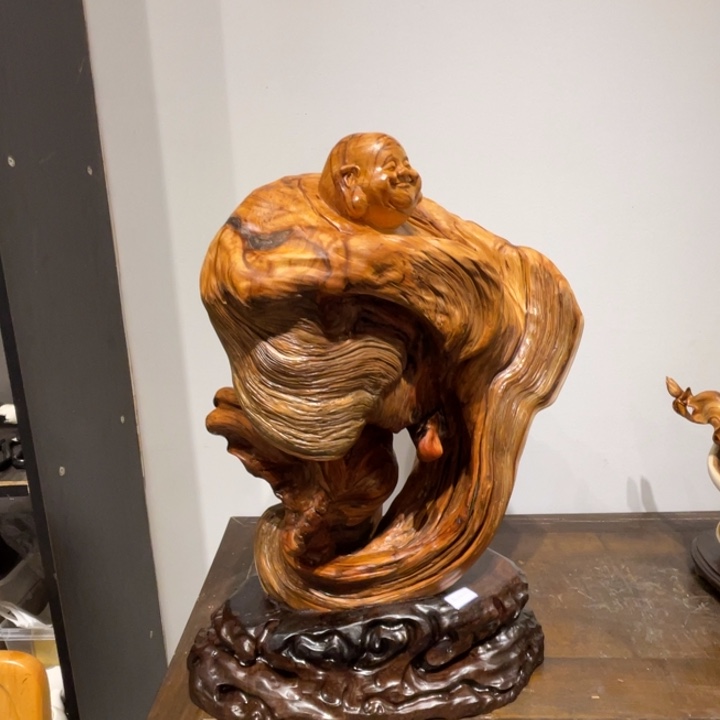 沙***飞柏木（崖柏）弥勒摆件