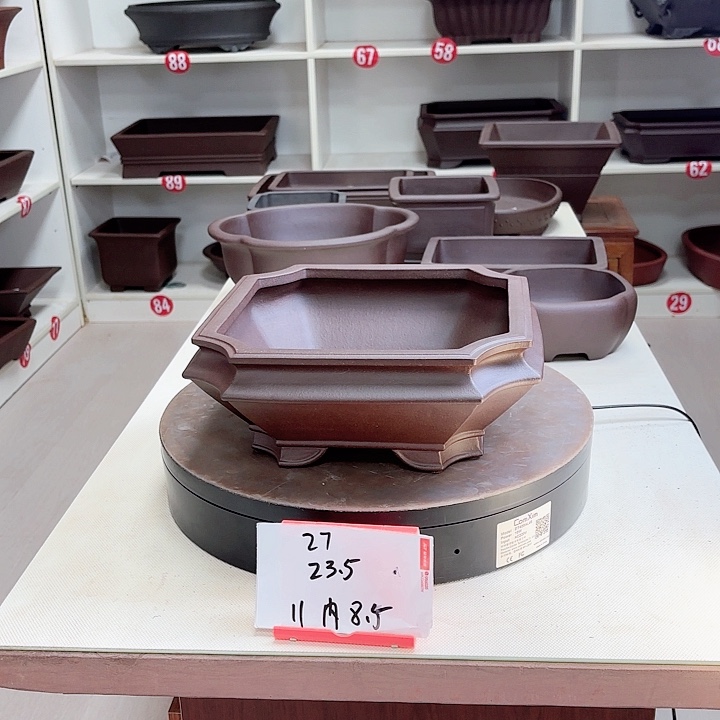 紫砂花盆小切角四方