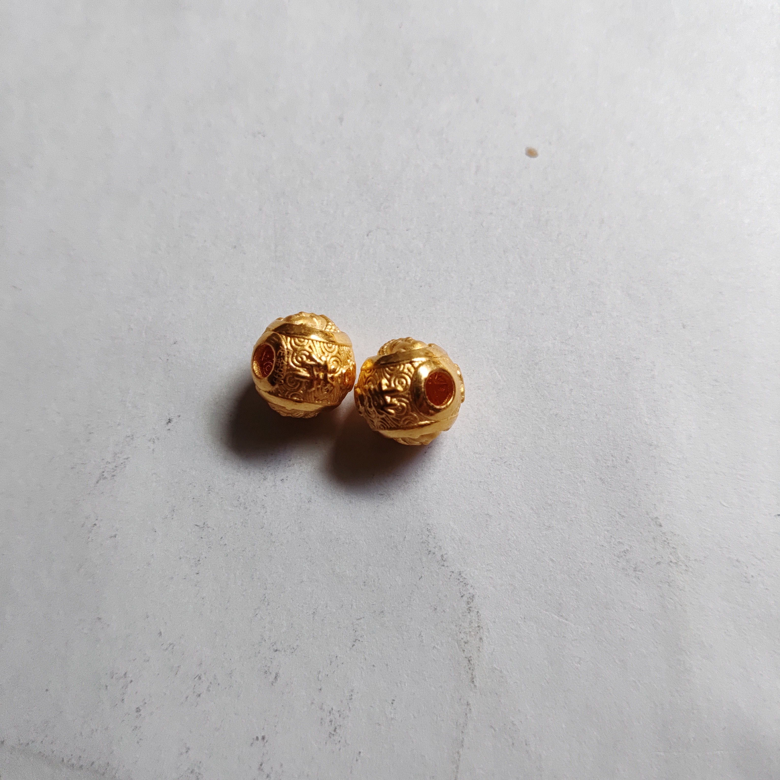金祥云金珠隔珠中穿复古回纹珠顶珠配饰