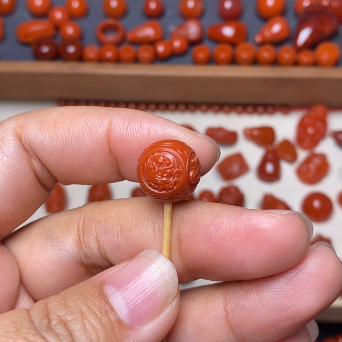 南红玛瑙配饰未镶嵌四瑞神兽卡12.6