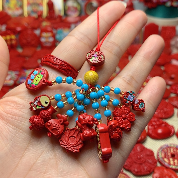 天然辰砂工艺品朱砂手机坠