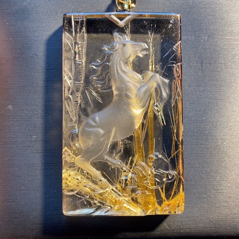 【闪购商品】水晶颈饰未镶嵌天然钛晶马牌吊坠