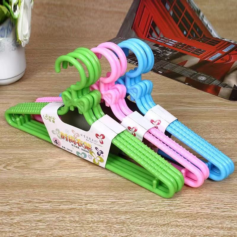(8支)2捆*4只儿童塑料防滑衣架宝宝婴儿防风衣服挂无痕晾衣架 