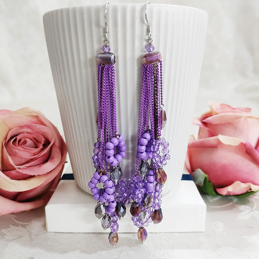 铜合金耳饰 民族风手工长款流苏耳环2628