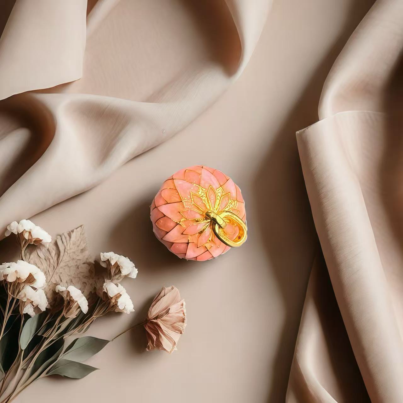 【小红专享】18k金高温珐琅时尚百搭国风彩红绣球挂饰   （赠合金链）