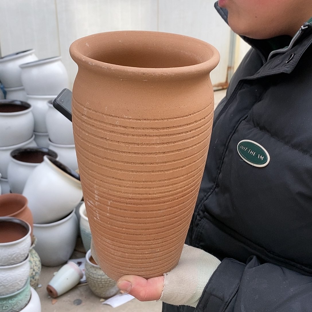 紫砂花盆瑕疵口14高25