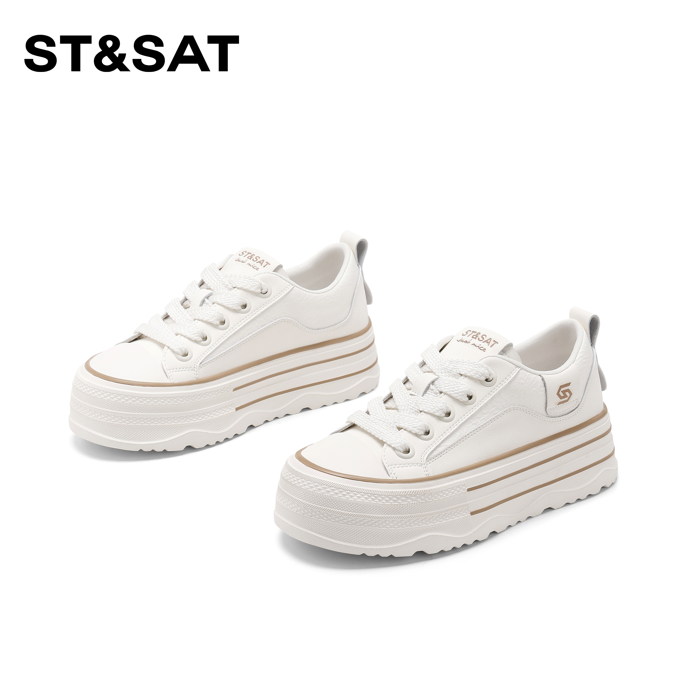 St&Sat/星期六复古百搭系带休闲鞋2025新款学院风气质板鞋女厚底