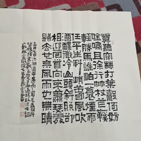 书法定风波斗方隶书。。。。