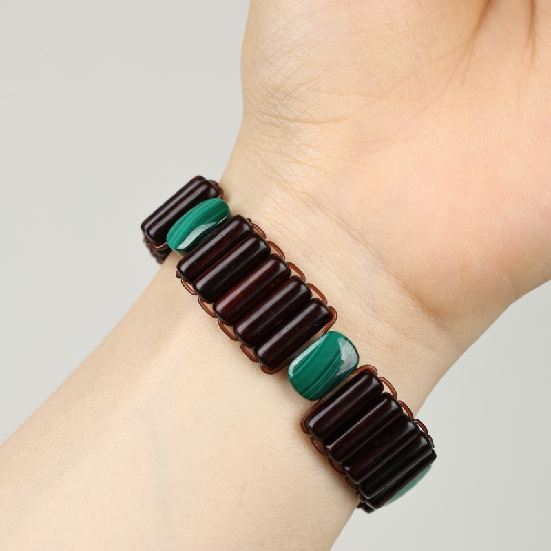 小叶紫檀雀石手串MK860