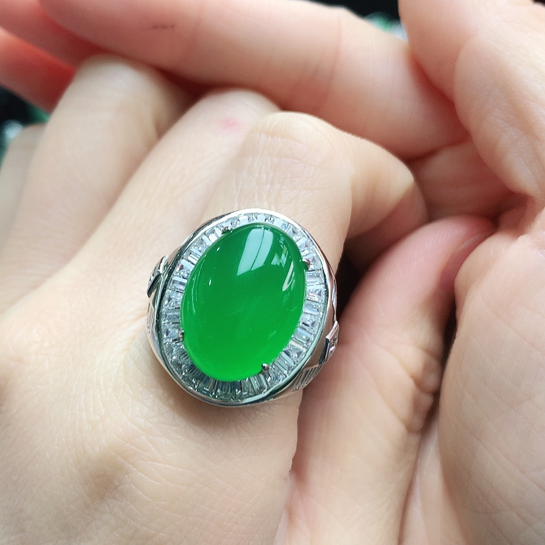 玛瑙/玉髓戒指银S925镶嵌