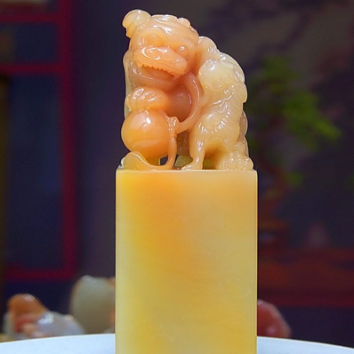 寿山石印章，太狮少狮