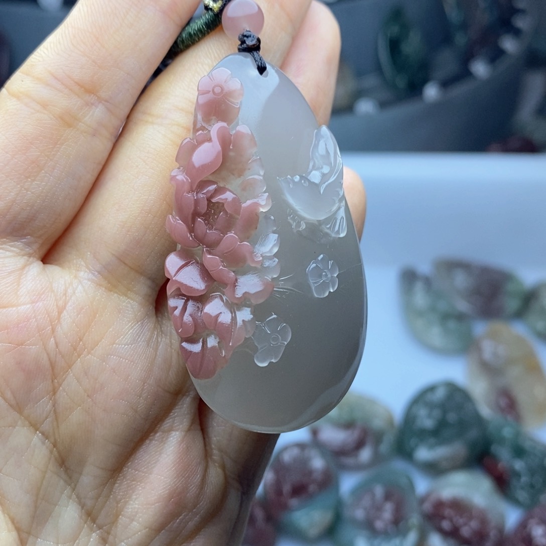 玛瑙/玉髓吊坠(不含链)未镶嵌梅*姐