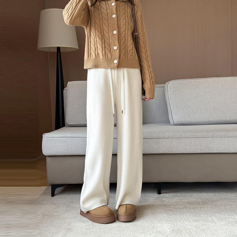 DA DONG『秋冬羊绒加厚』女阔腿裤垂感百搭显瘦老钱风松弛感简约