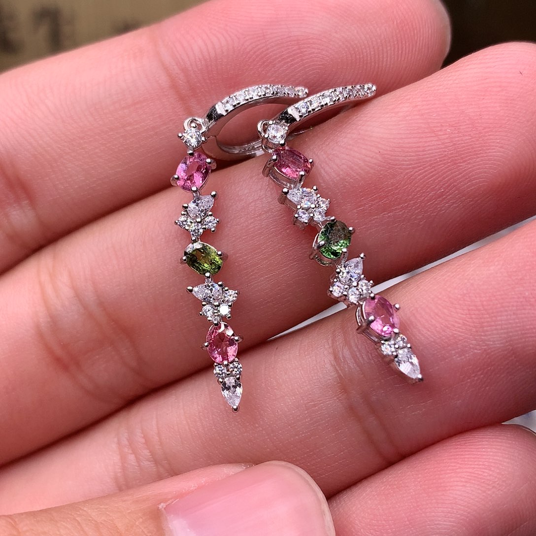 碧玺耳饰银S925镶嵌00000