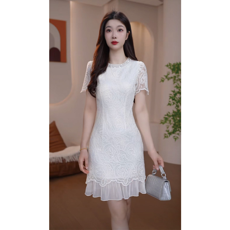 2107夏季女装短袖连衣裙新款时尚气质优雅显瘦千金名媛