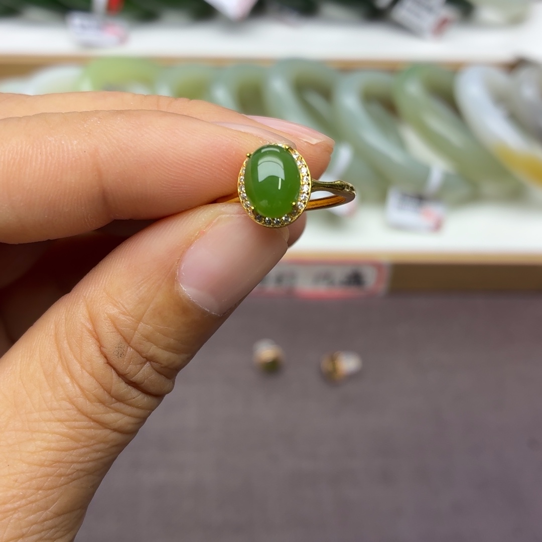 和田玉银S925镶嵌戒指