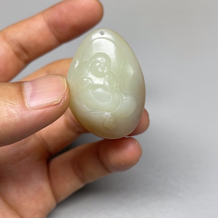 和田玉未镶嵌吊坠(不含链)平**福