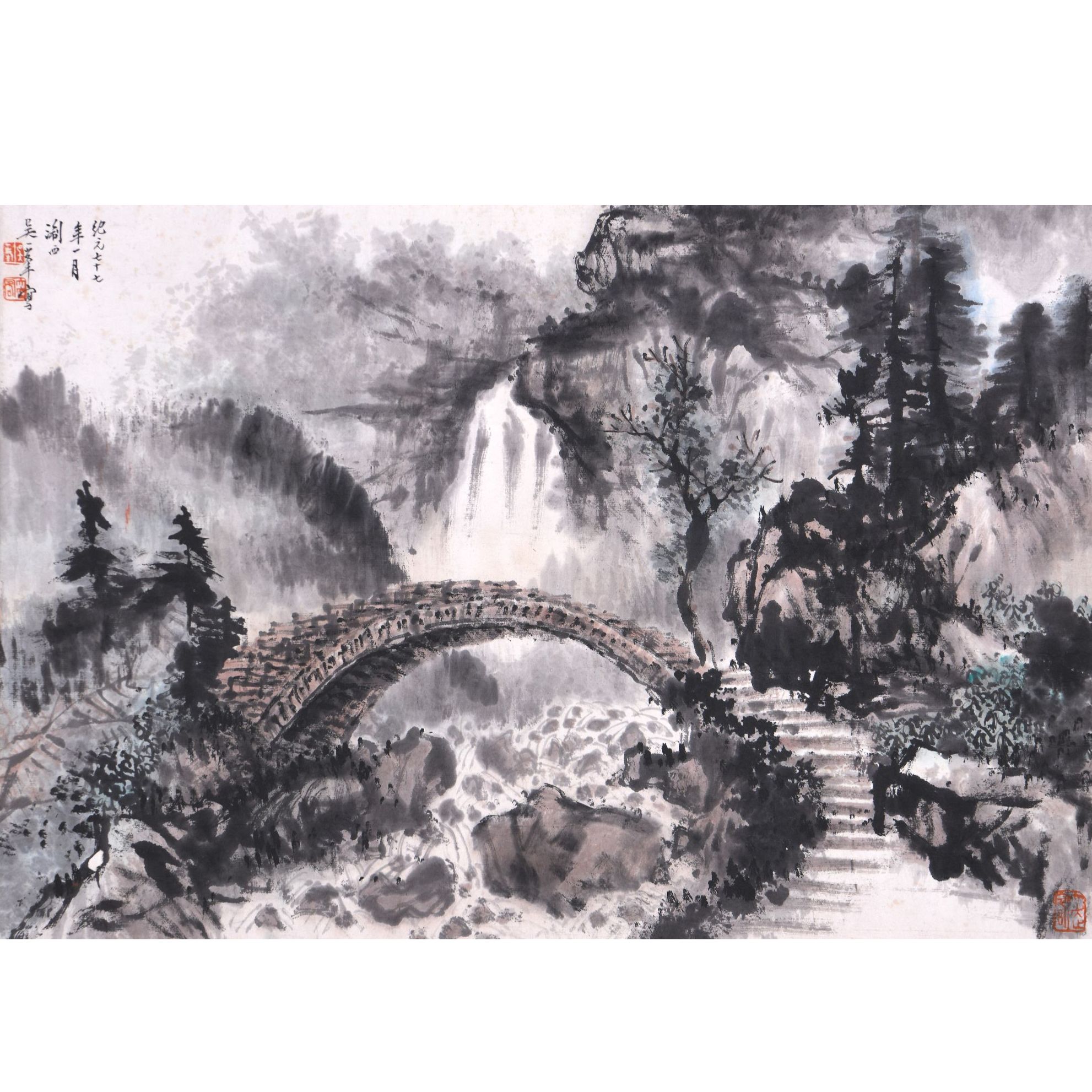 LOT.003【山水】纸本镜片B0503-176预展手绘专场