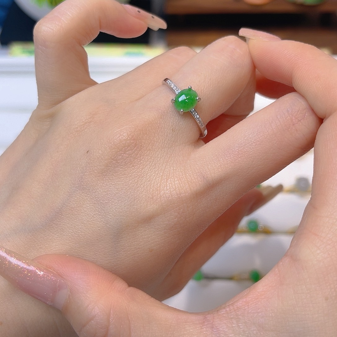 翡翠戒指银S925镶嵌