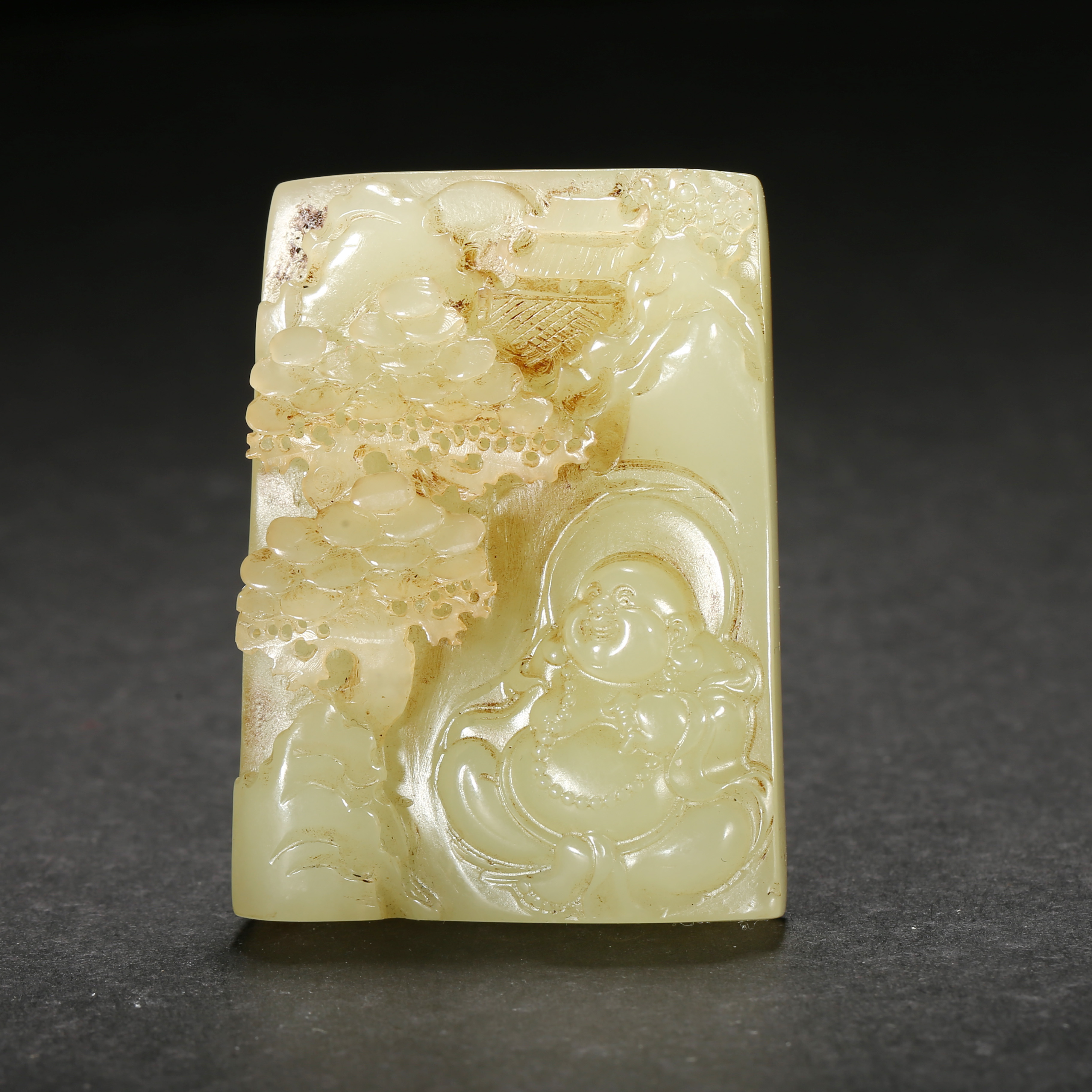 清代*黄玉弥勒佛牌/09LB2577/和田玉【北京文博】