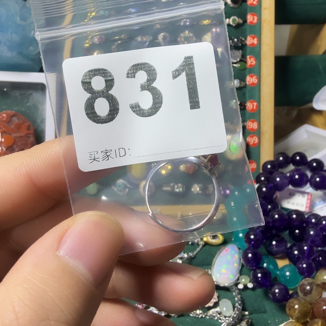 鱼****戒指银S925镶嵌红宝石