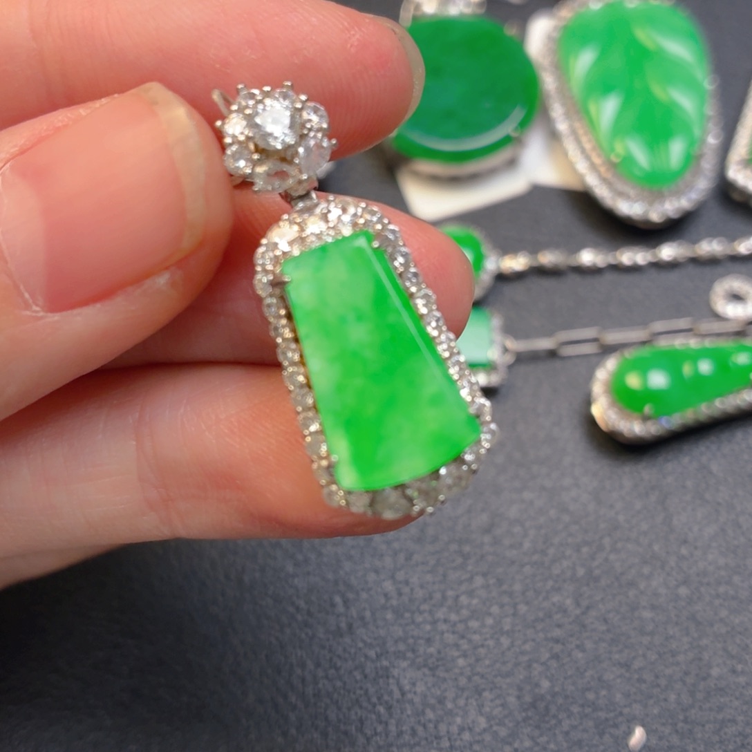 翡翠银S925镶嵌吊坠(不含链)