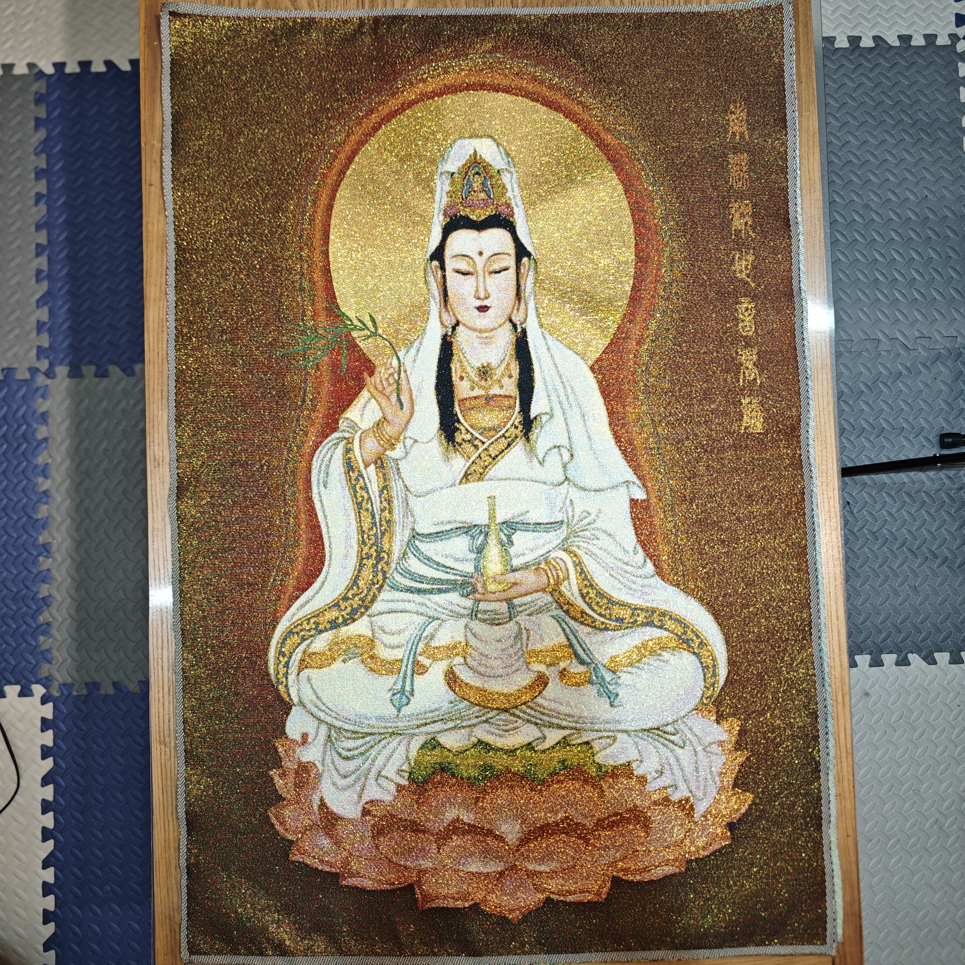 刺绣观音装饰画办公室玄关茶室书房客厅背景墙挂画