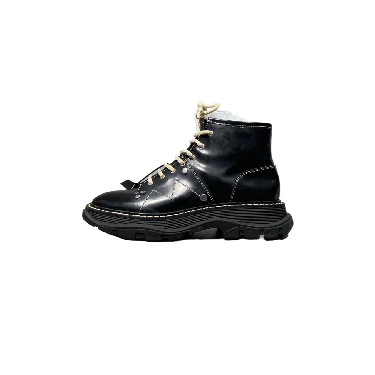 95新 Alexander McQueen/亚历山大·麦昆 38码  黑色马丁靴 re9258