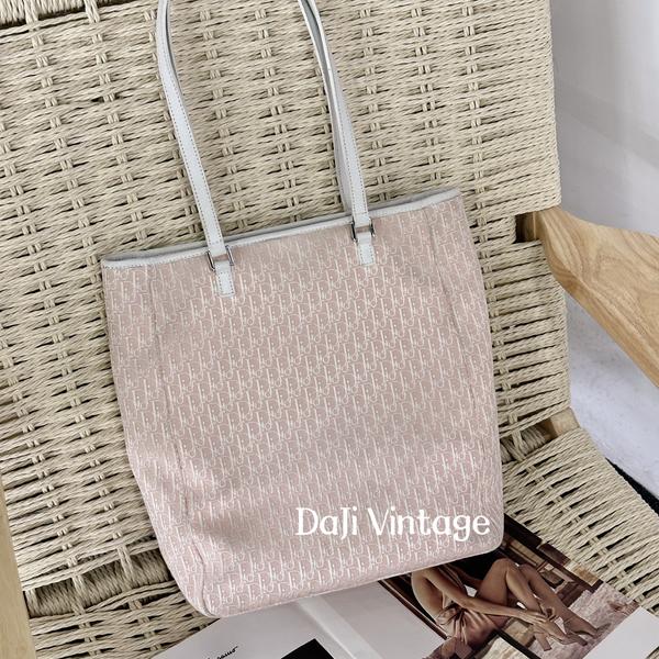 大吉中古/Dior迪奥粉色刺绣水桶单肩包