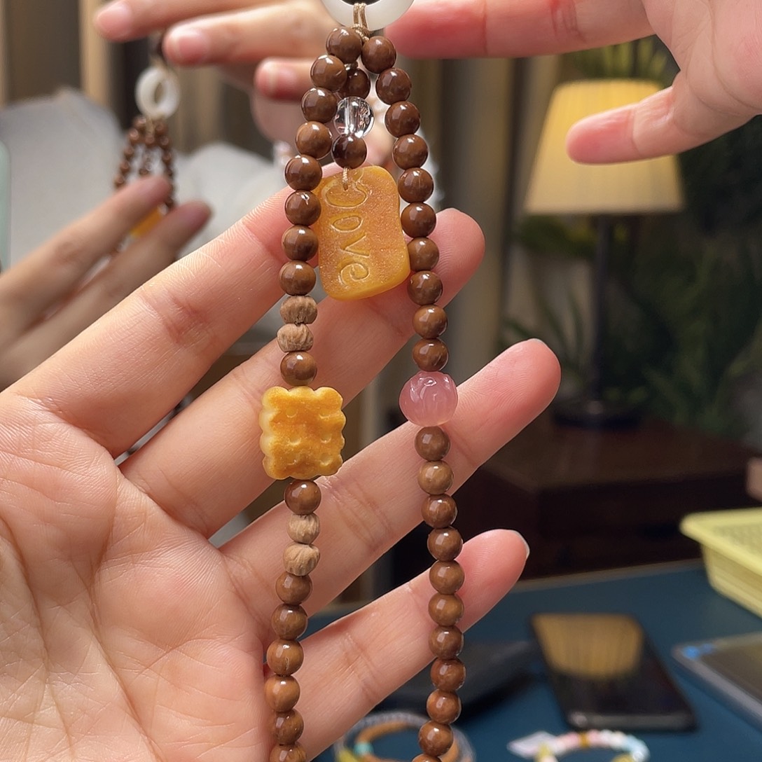 蜜蜡未镶嵌裸石手机链