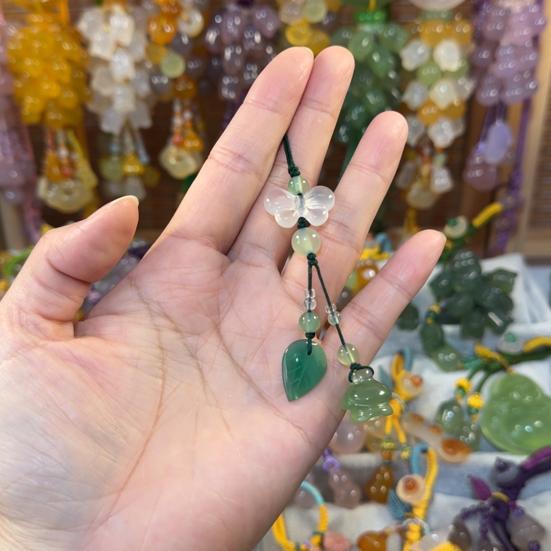 残***雨玛瑙/玉髓未镶嵌手机挂件