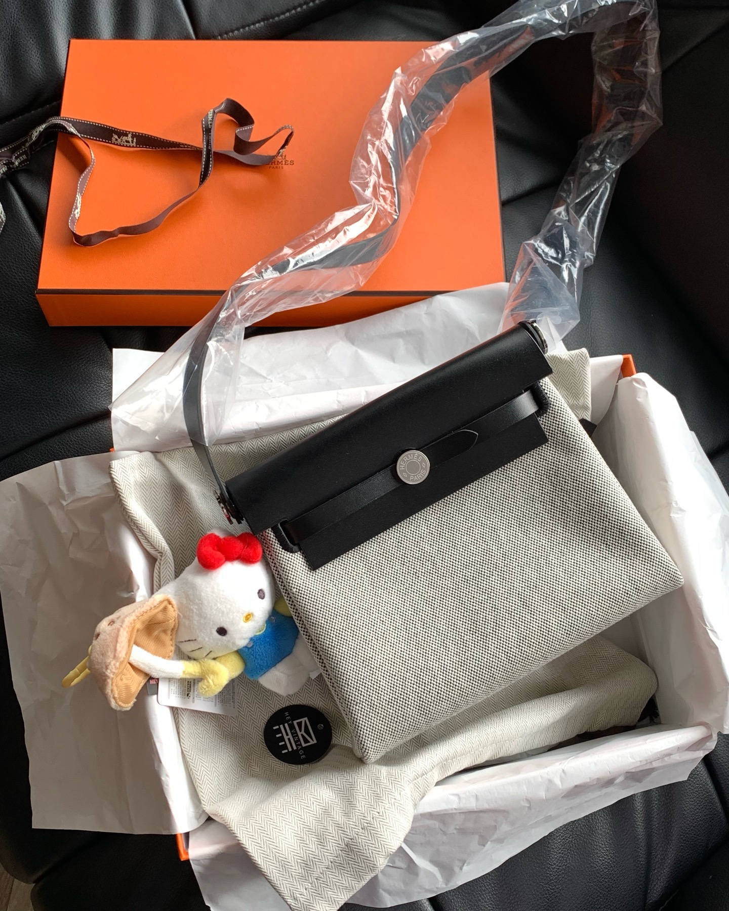 未使用 Hermes/爱马仕 黑银mini herbag包 20cm K刻  16140905
