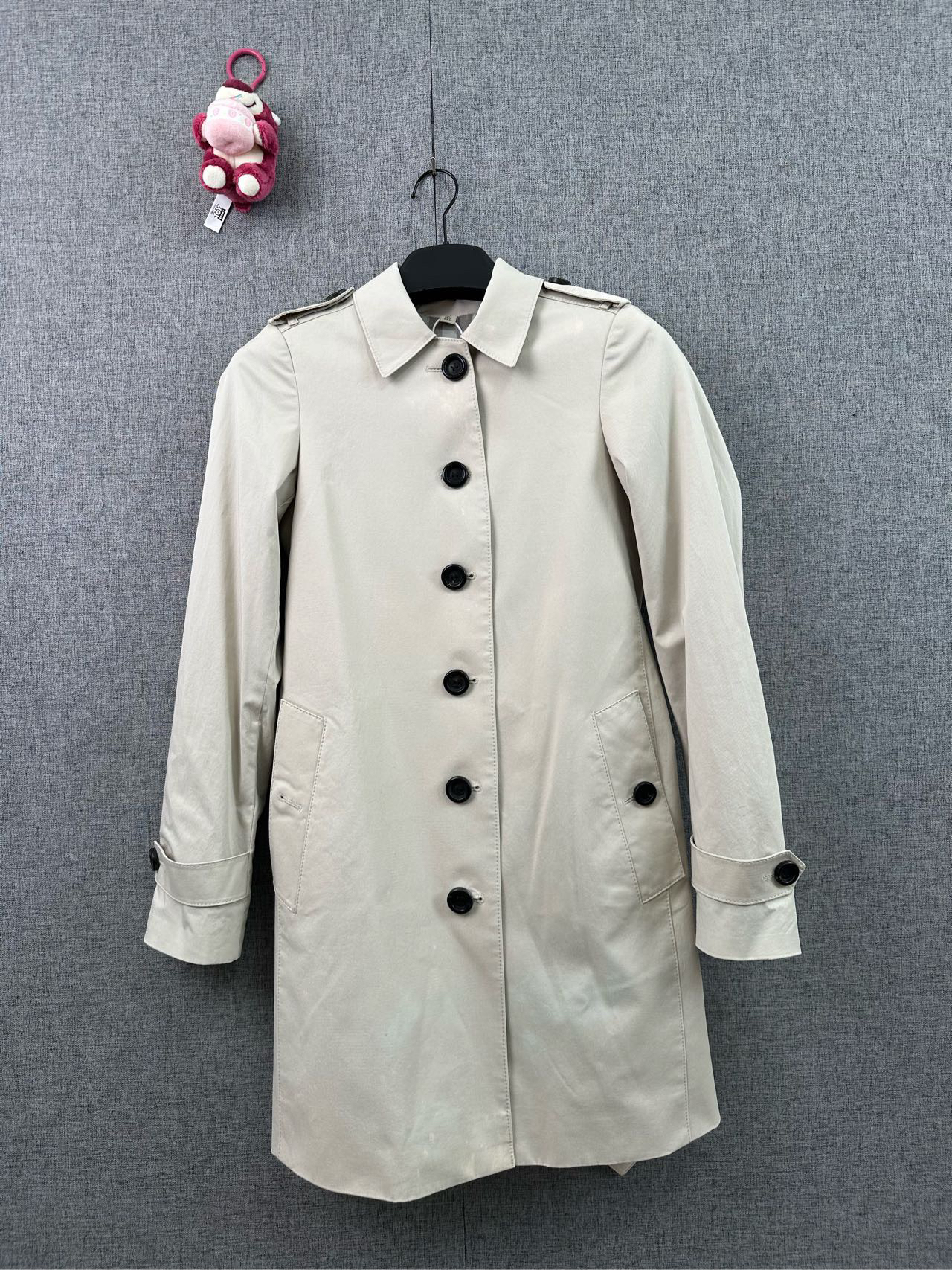 95新 BURBERRY/博柏利 36码/巴宝莉 米色风衣外套/r250