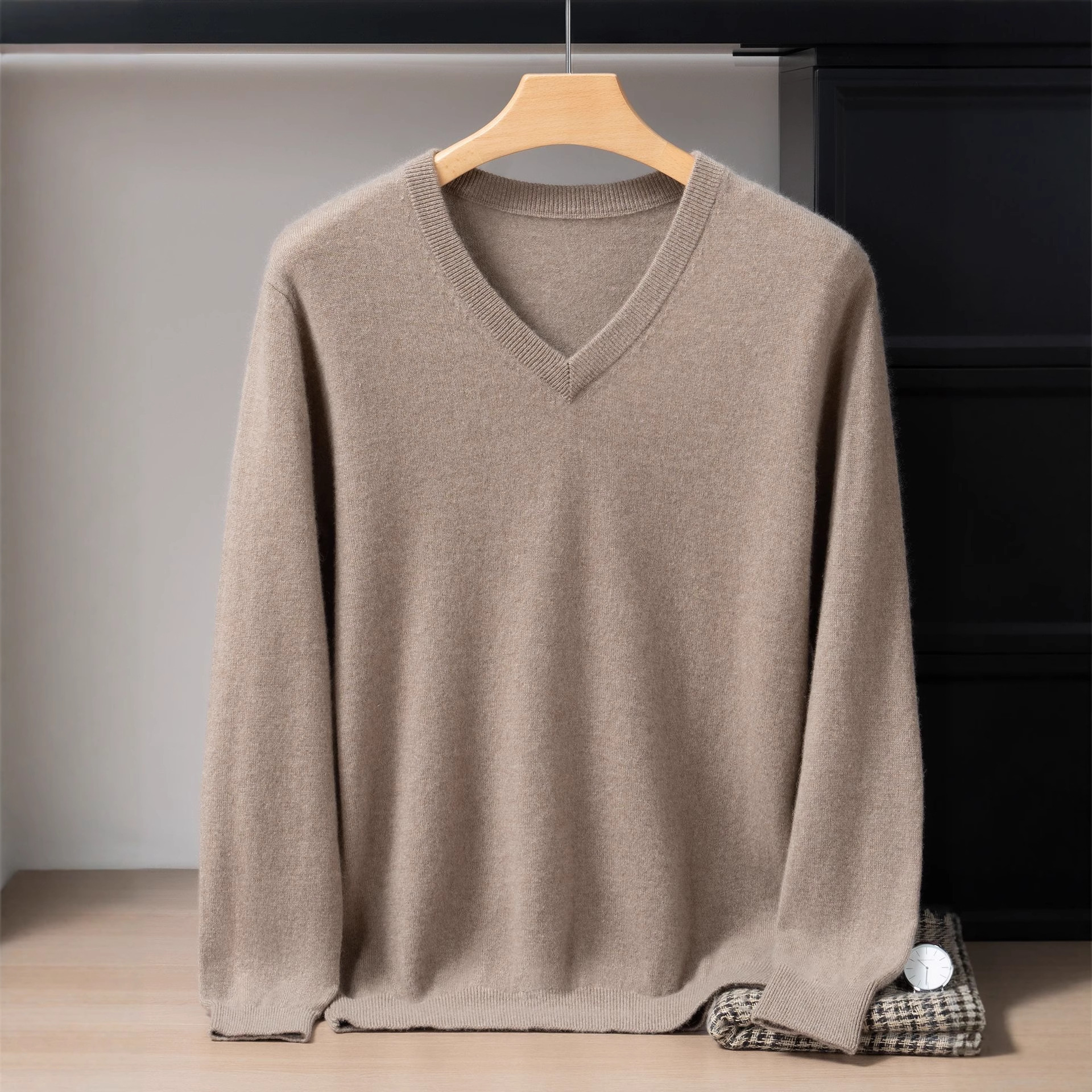 【100% 纯山羊绒】男士V领羊绒衫 简约轻奢 商务休闲百搭打底毛衣
