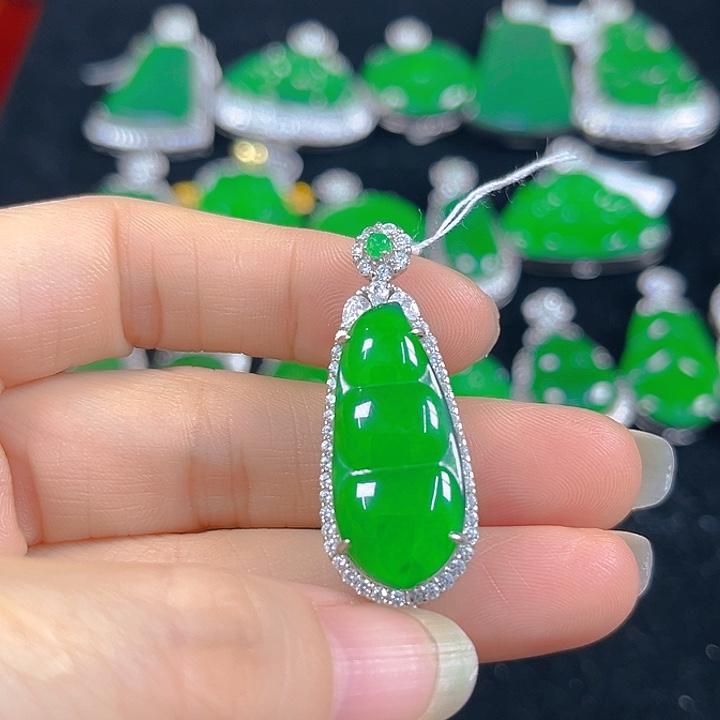翡翠银S925镶嵌吊坠(不含链)