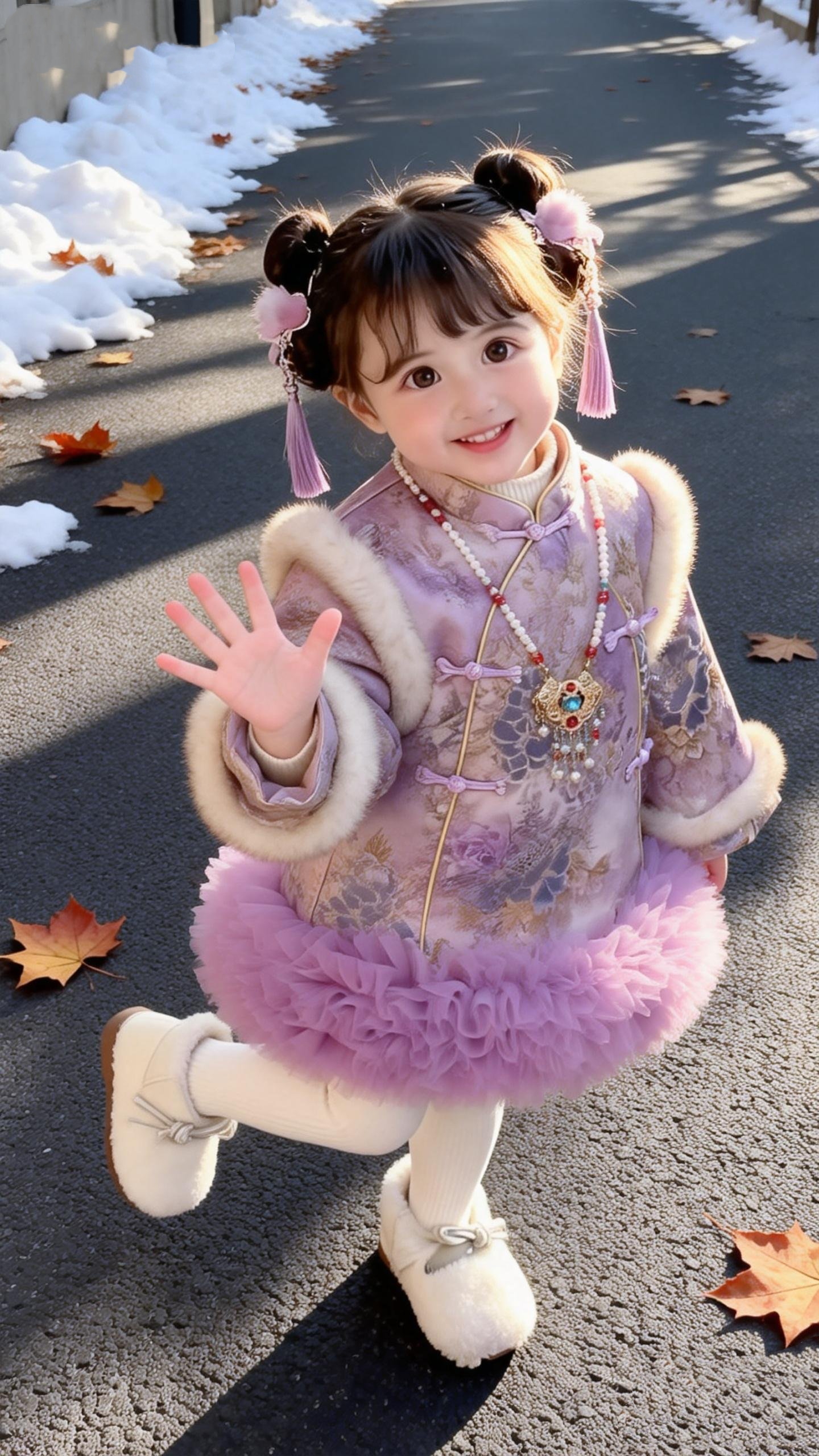 儿童拜年服女童汉服女宝宝童装冬款过年喜庆唐装冬季加厚古装旗袍