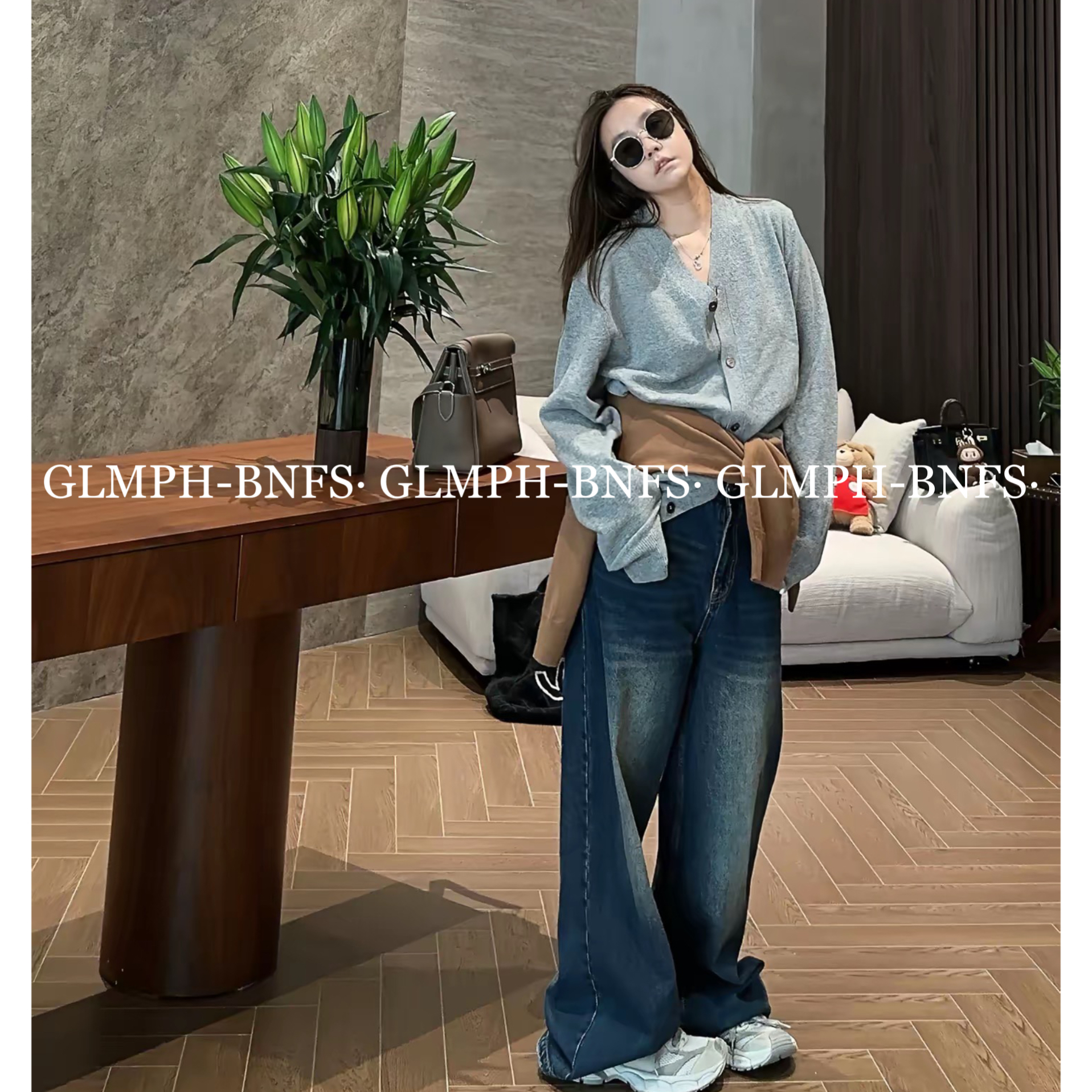 GLMPH-BNFS【神牛】简约水洗复古宽松直筒裤百搭牛仔长裤-1016