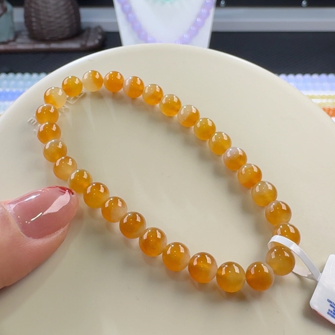 翡翠手链未镶嵌橘黄单圈6.3mm