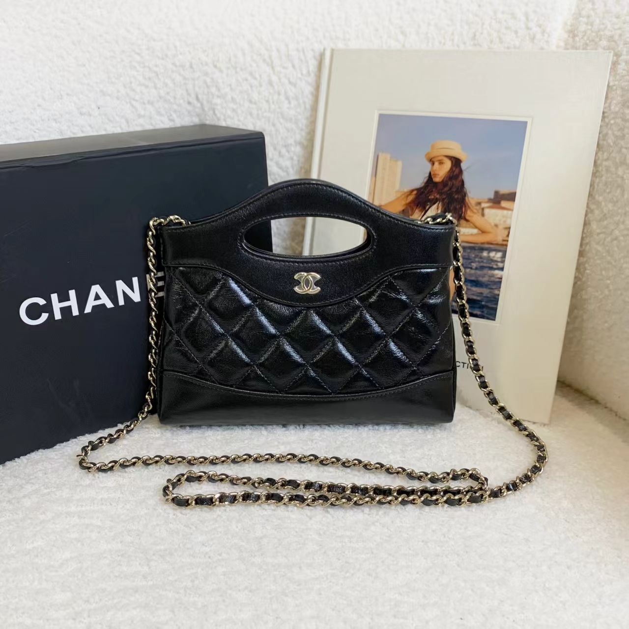 99新 Chanel/香奈儿 壹臻/24S黑金油腊羊31bag nano /54115869