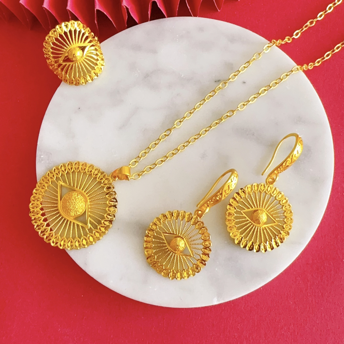 铜合金项链 Nipal 548 项链 耳环 戒指 三件套