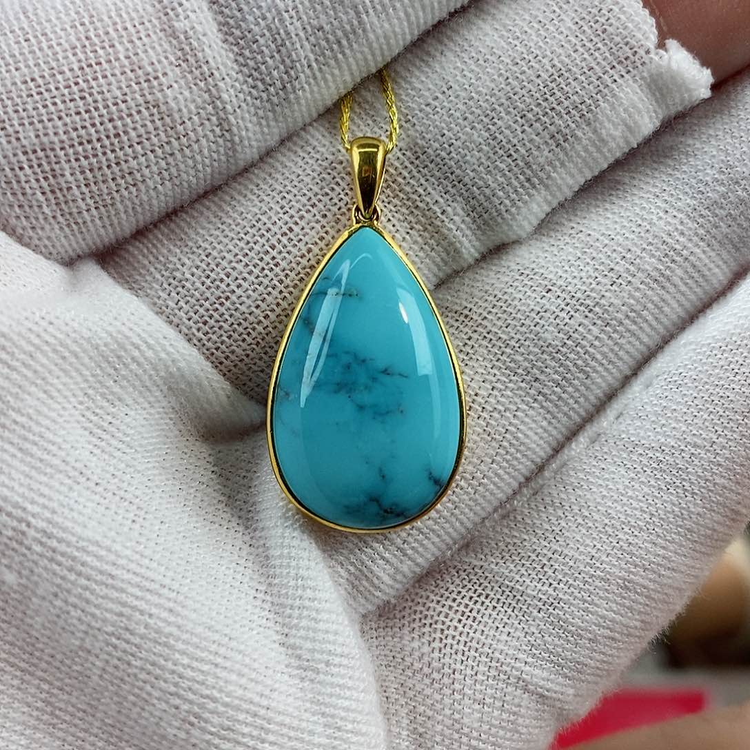 绿松石珠宝奇石18K金镶嵌