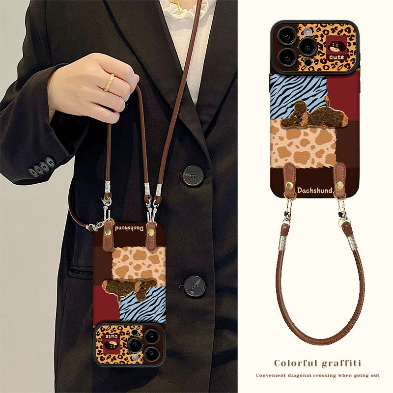 大视窗贴皮拼接小狗公仔适用iPhone17华为VIVO小米OPPO苹果手机壳